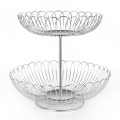 Stainless steel 2 tier fruit basket bowl wire mesh fruit plate basket